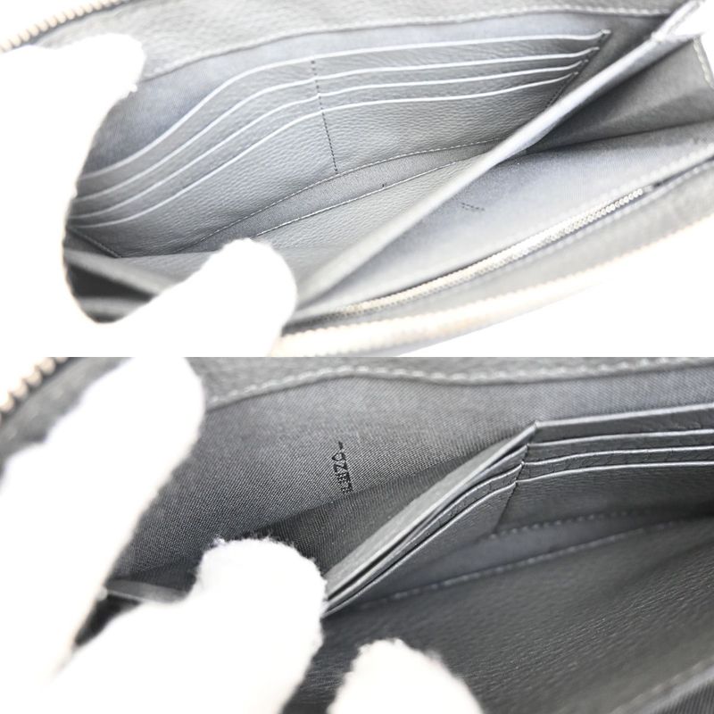 Fendi Clutch Bag Wallet Logo Leather Black Gray 31ka780