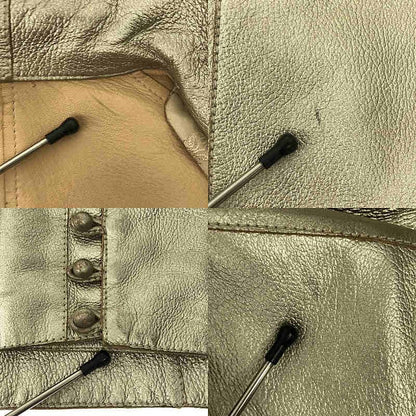Loewe - Tucked Button Detail Leather Jacket - 36 - Silver - Women