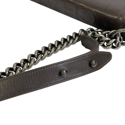 Chanel Boy Chanel Chain Shoulder Coco Mark Shoulder Bag Gray Ladies