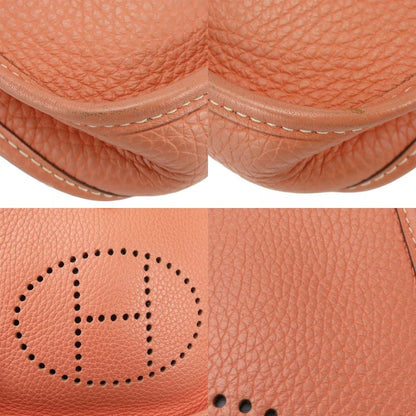 Hermes Shoulder Bag Evelyn TPM Togo Salmon Pink Red Silver Hardware □Q Engraved