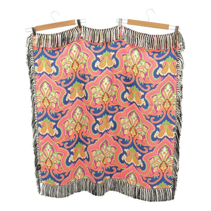 Celine - Silk Paisley Pattern Fringe Large Shawl - Multicolor