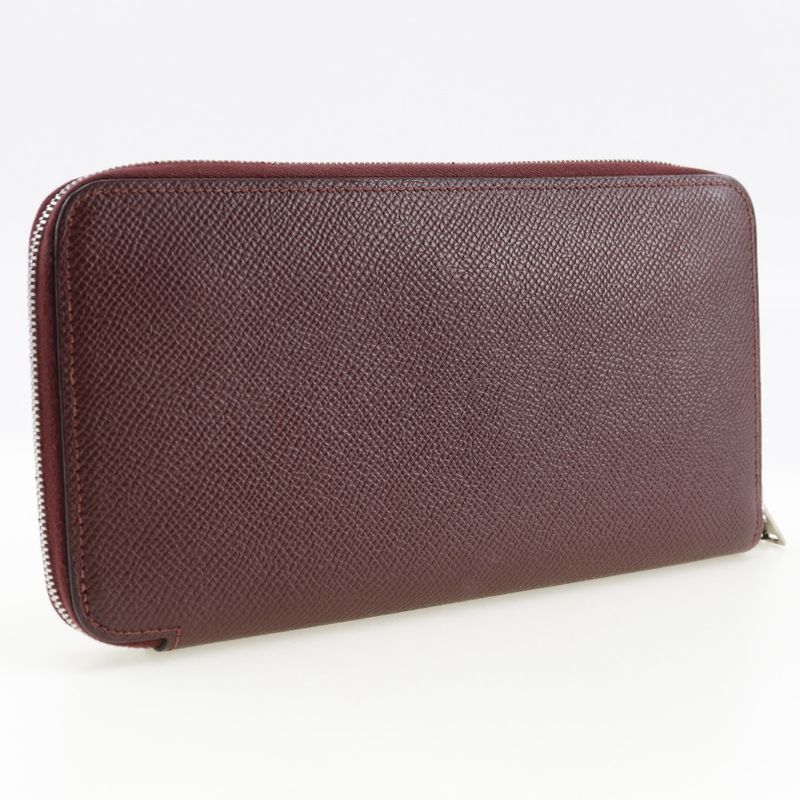 Hermes Azap Long Silk-in Vaux-epson Rouge Ash Bordeaux □R Ladies Long Wallet
