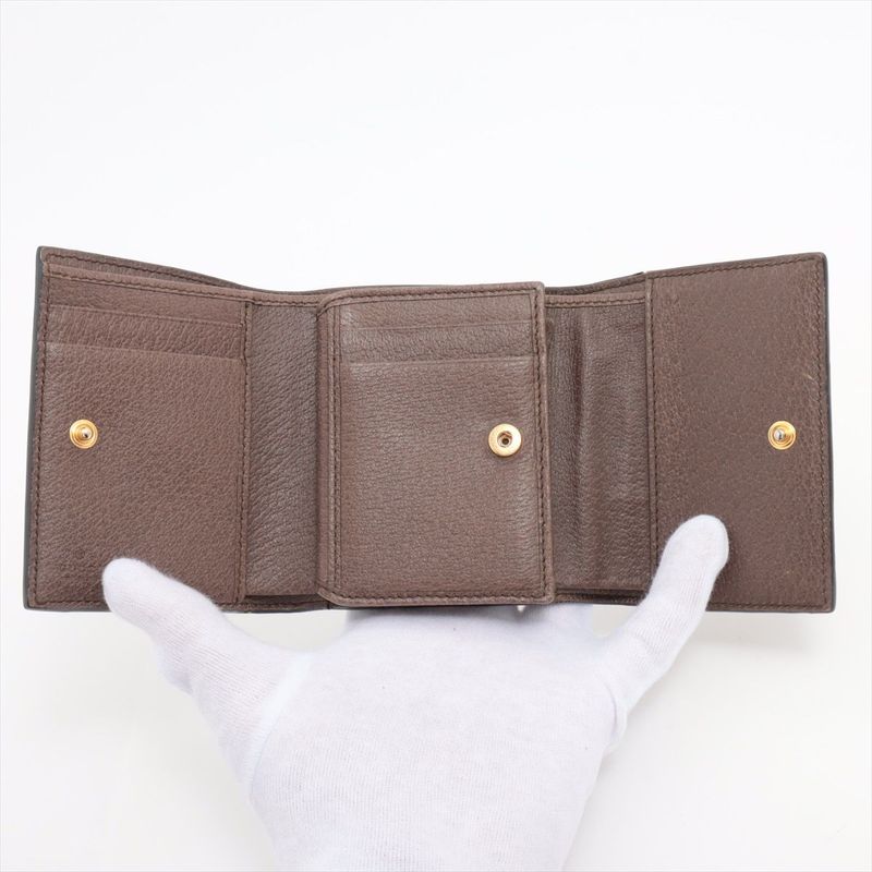 Gucci Ophidia GG Supreme PVC X Leather Compact Wallet 523174 Beige X Ebène Made