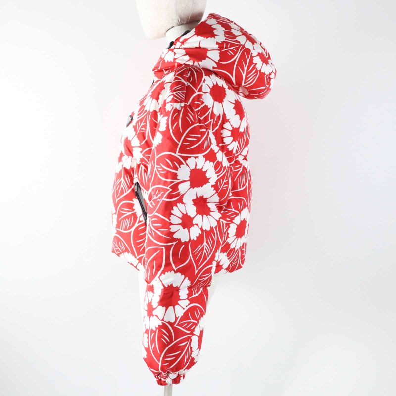 Prada 21AW Sgc025 Floral Pattern Triangle Logo W/triangle Plate Hooded Down