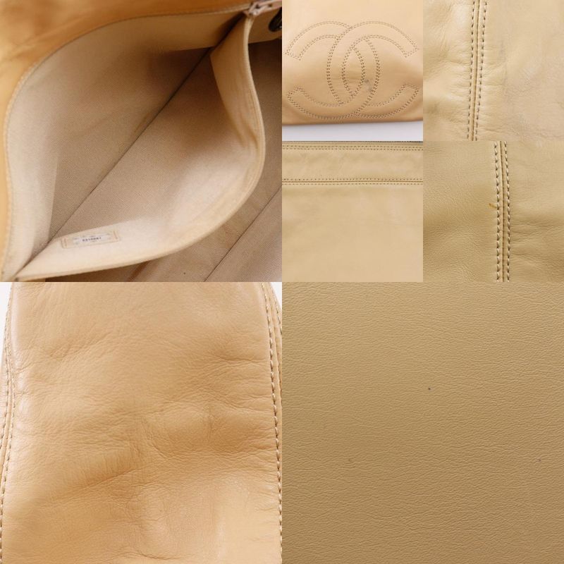 Chanel Coco Mark Lambskin Beige Women's Shoulder Bag