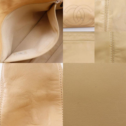 Chanel Coco Mark Lambskin Beige Women's Shoulder Bag
