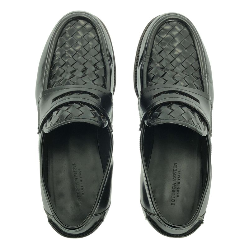 Bottega Veneta Leather Intrecciato Coin Loafer - 40 - Black - Men's