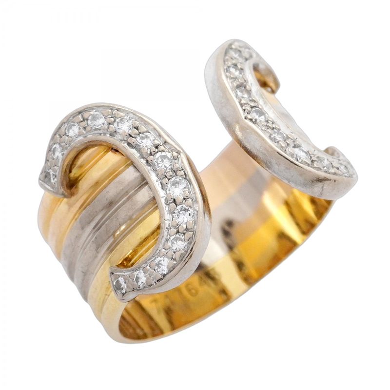 Cartier Ring 2C 18K Yellow Gold Yellow Gold 18K White Gold White Togo Old 18K