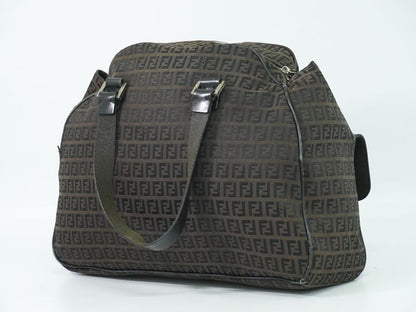 Authentic Fendi Zucchino Handbag Canvas Brown 16533 Zucchino Bag Pre-owned