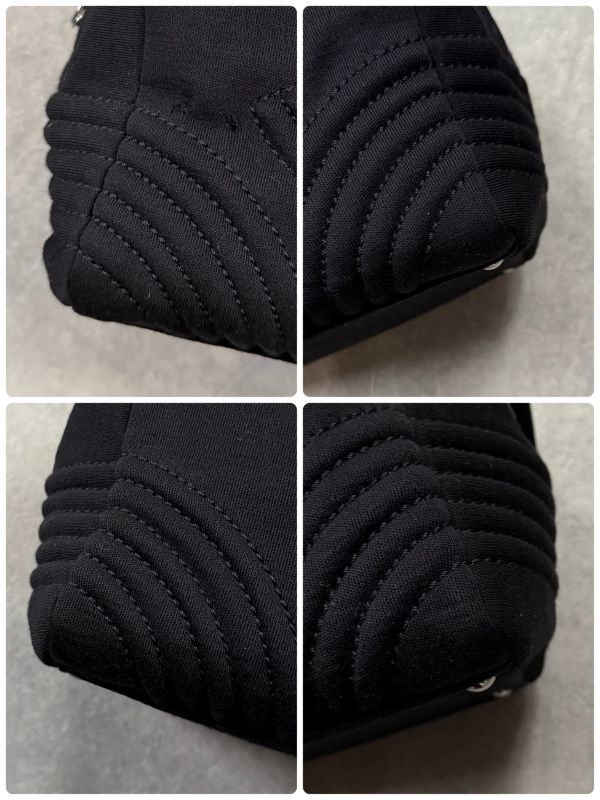 Chanel Chain Shoulder Bag Coco Mark Cotton Jersey Black Silver Hardware Deca