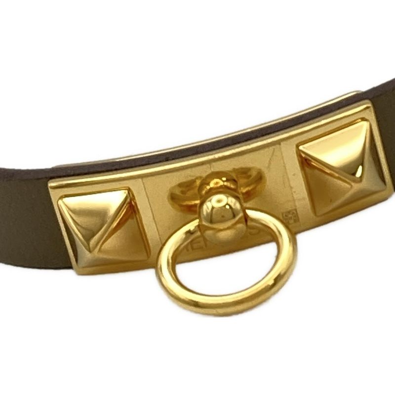 Hermes Bracelet - Leather Gray Gold Hardware