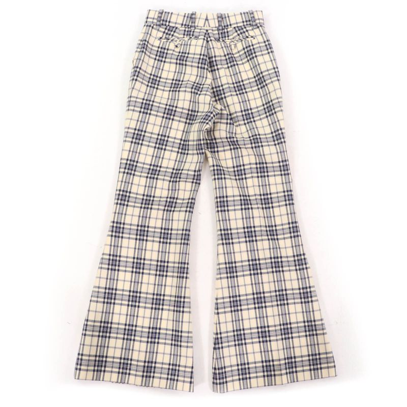 Gucci 611284 100% Wool Checked Center Press Flared Pants Ivory Black 36 Made In