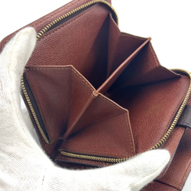 Louis Vuitton Compact Zip Monogram PVC Brown Bifold Wallet Gold M61667