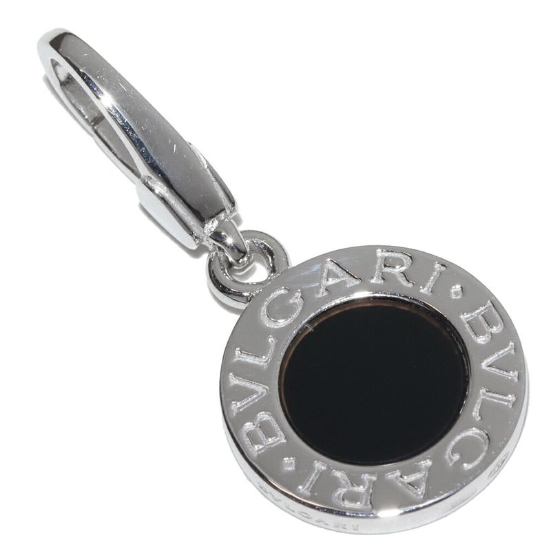 Bulgari Charm Pendant Top 18K White Gold Onyx 1P Bulgari Charm