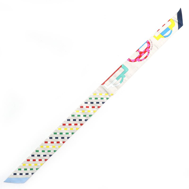 Hermes Bovclerie Moderne Modern Buckle 100% Silk Cles / Blue/ Rouge Scarf With