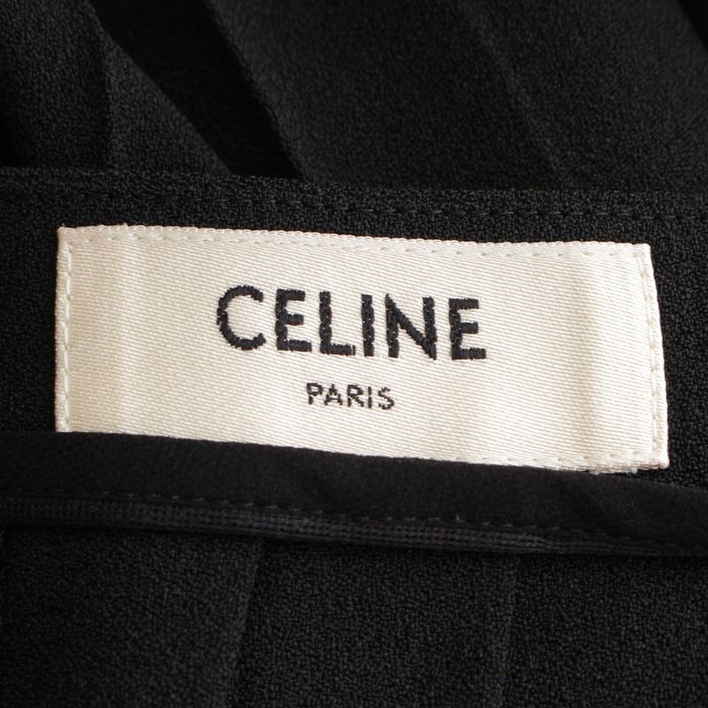 Celine 20SS Acetate Rayon Pleated Skirt 2j144865c Black 40