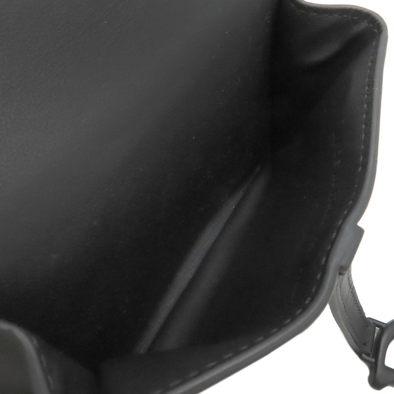 Christian Dior Chain Wallet Saddle Nano Leather Black Matte Black Hardware