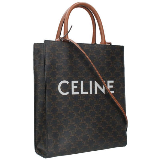 Celine Vertical Cabas Small Triomphe Logo Leather 2WAY Tote Bag Men's