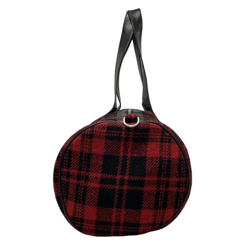 Saint Laurent Paris Boston Bag 360195 Red And Black Checked Wool Leather