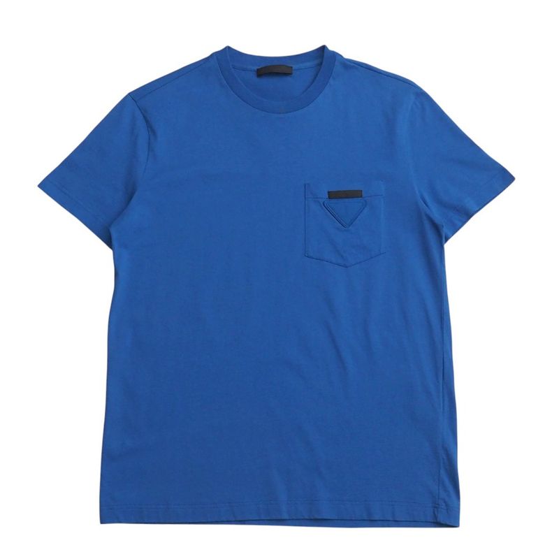 Prada Short Sleeve T-shirt Size M Triangle Patch Crew Neck Chest Pocket