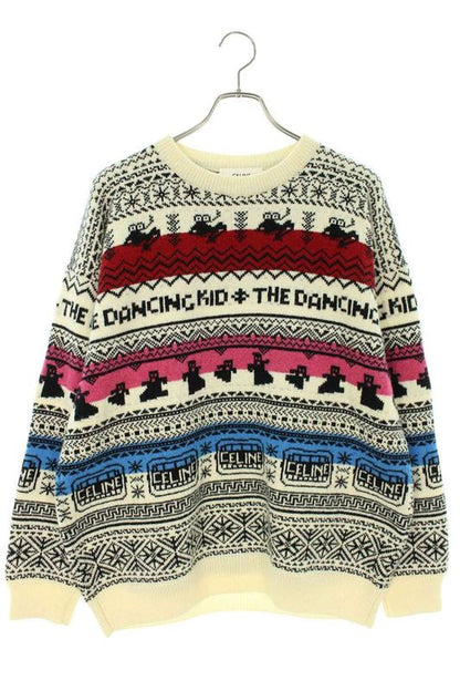 Celine 21SS 2a40l715m THE Dancing KID Jacquard Wool Knit Men's M