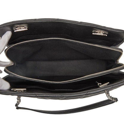 Chanel Matelasse Coco Mark Chain Tote Bag Black Caviar Skin Women's Chanel