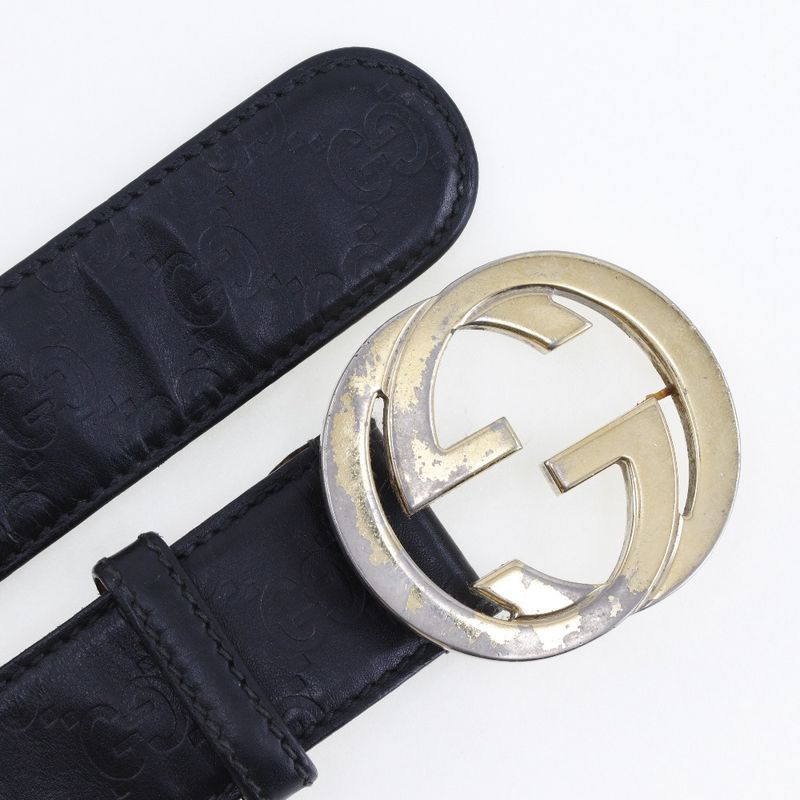 Gucci Interlocking GG 114876 Cima Leather Black Men's Belt