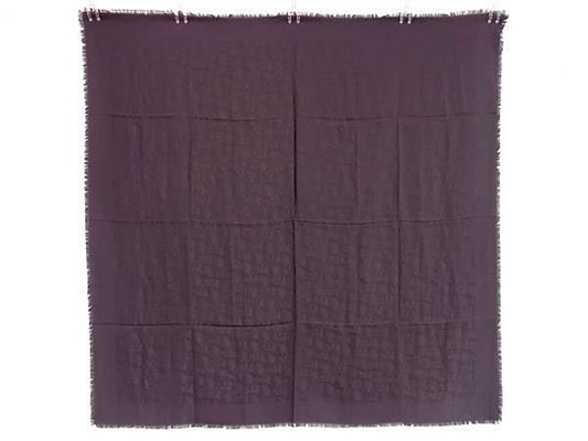 Christian Dior Trotter Silk And Wool Fringe Scarf Stole Dark Purple As9612