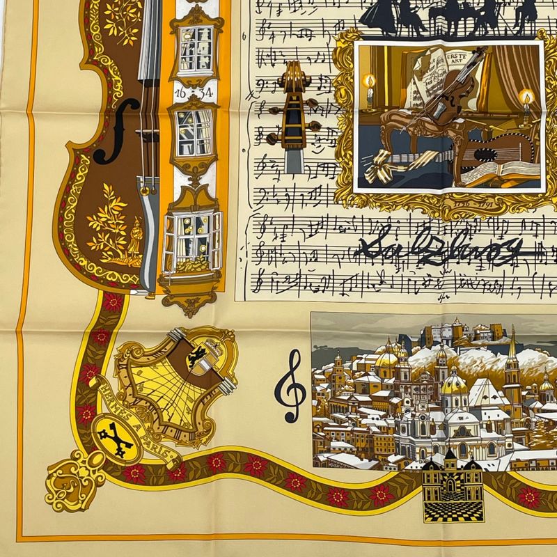 Hermes Carre 90 In Salzburg At Salzburg Yellow And Orange Scarf Silk