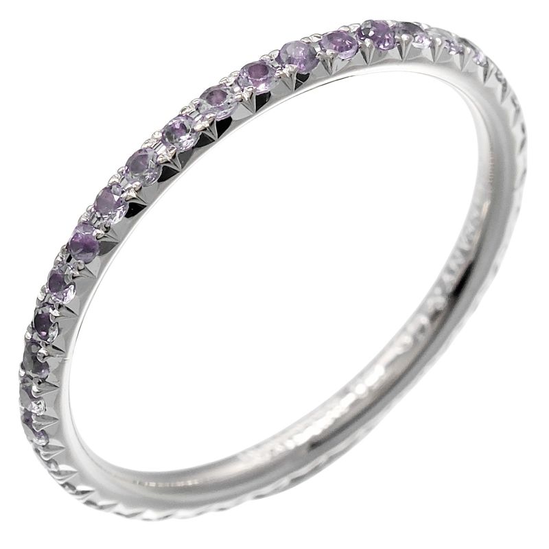 Tiffany & Co Metro 18kwhite Gold X Full Eternity Amethyst #6.5 Ladies 1g Ring