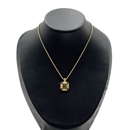 Christian DIOR Necklace Metal Rhinestone Gold Plated Gold