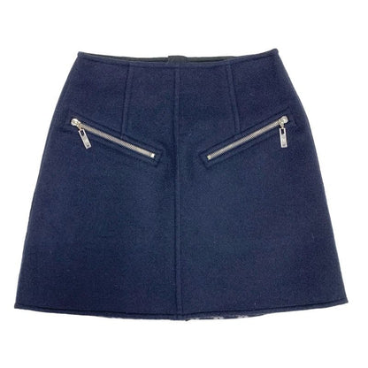 Louis Vuitton Monogram Skirt Navy Silver Zip