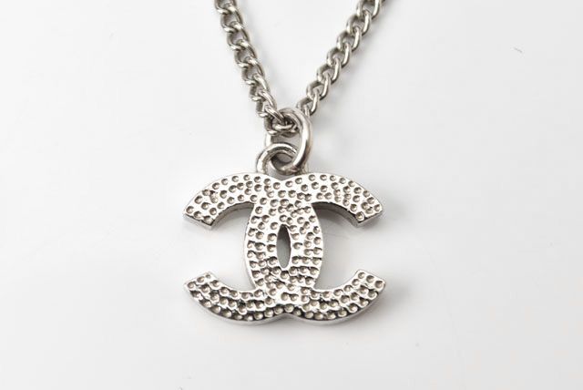 Chanel Necklace Pendant Chanel Coco Mark CC Rhinestone Silver White 230902