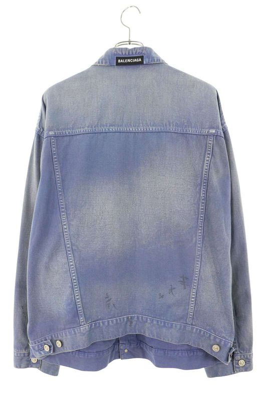 Balenciaga 783660 Tqw53 Graphic Washed Denim Jacket Men's S