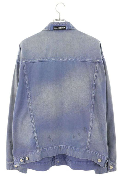 Balenciaga 783660 Tqw53 Graphic Washed Denim Jacket Men's S