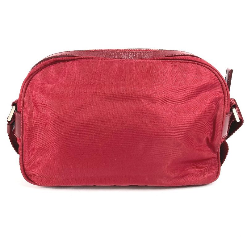 Prada Shoulder Bag Triangle Logo Triangle Logo Plate Leather / Nylon Red