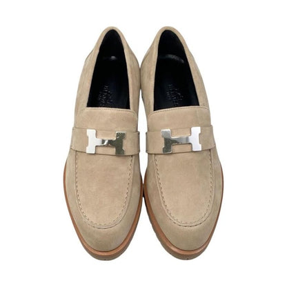 Hermes Loafer Moccasin Foble H222054z D1360 36 Size Chevre Velours Beige Camel