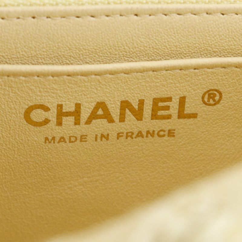 Chanel Mini Matelasse Chain Shoulder A69900 Tweed Yellow Ladies Shoulder Bag