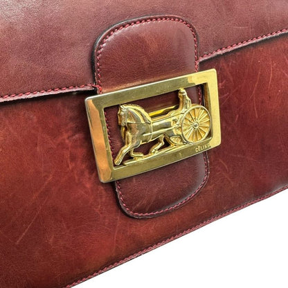 Celine Vintage Carriage Metal Leather Shoulder Bag Vintage Carriage Hardware