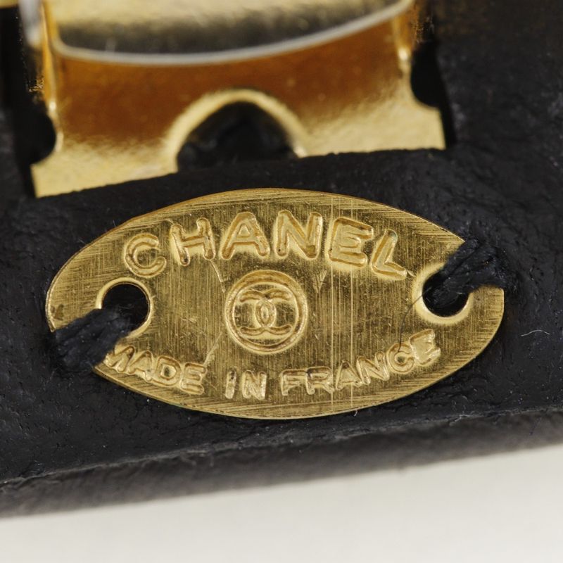 Chanel Turnlock Coco Mark Calf Black Ladies Barrette