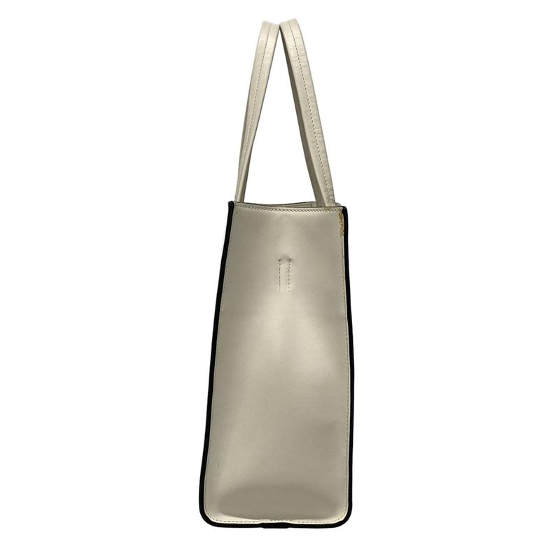 Prada Tote Bag - 1bg382 White Embossed Triangle Logo Leather