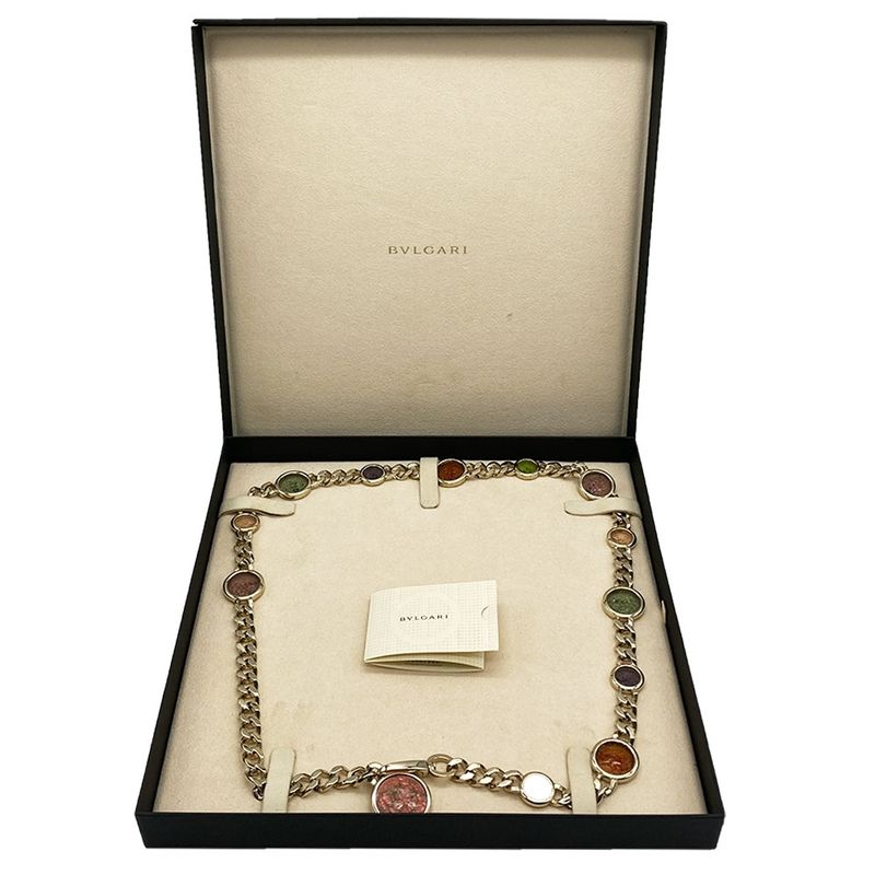 Bulgari Bvlgari Belt Gold Chain Glass Circle Multicolor