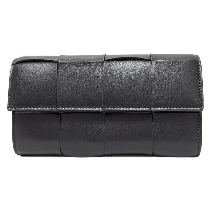 Bottega Veneta Cassette Large Flap Wallet 814661 Vcqc4 8425 Black Lambskin