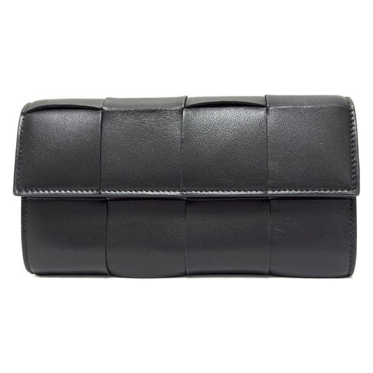 Bottega Veneta Cassette Large Flap Wallet 814661 Vcqc4 8425 Black Lambskin