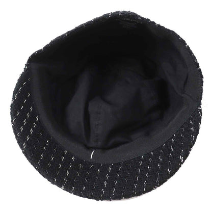 CHANEL 2023 23P Tweed Casket With Coco Mark Hat Black Silver M Made In Italy