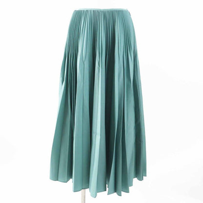 Fendi 2019 Fq7073 Mohair Wool Long Length Pleated Skirt Green 40 Made In Italy