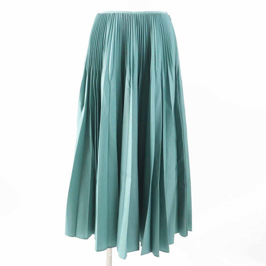 Fendi 2019 Fq7073 Mohair Wool Long Length Pleated Skirt Green 40 Made In Italy