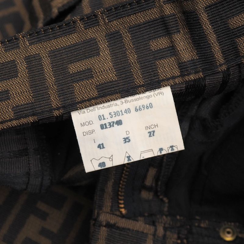 Fendi Vintage Pants Size 41(i) 27inch Double F Zucca Pattern Tapered Pants