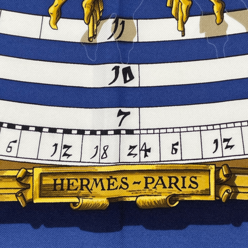 Hermes Carre 90 DIES ET HORE Astrology Silk Scarf Navy