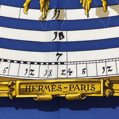 Hermes Carre 90 DIES ET HORE Astrology Silk Scarf Navy